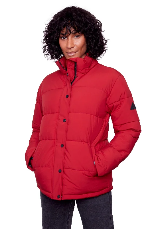 FORILLON | WOMEN'S VEGAN DOWN (RECYCLED) SHORT QUILTED PUFFER JACKET Chenille Fabric Brocade Fabric Lace Fabric FORILLON | WOMEN'S VEGAN DOWN (RECYCLED) SHORT QUILTED PUFFER JACKET Chenille Fabric Brocade Fabric Lace Fabric