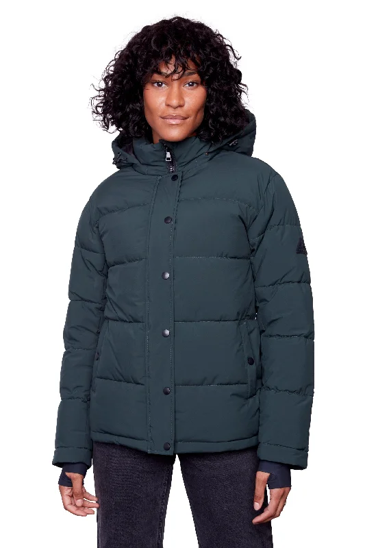 FORILLON | WOMEN'S VEGAN DOWN (RECYCLED) SHORT QUILTED PUFFER JACKET Hoodie Zip-Up Jacket Button-Up Jacket FORILLON | WOMEN'S VEGAN DOWN (RECYCLED) SHORT QUILTED PUFFER JACKET Hoodie Zip-Up Jacket Button-Up Jacket