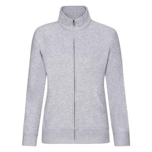 Fruit Of The Loom Ladies/Womens Lady-Fit Fleece Sweatshirt Jacket Hoodie with Hem Drawcord Adjustable Customizable