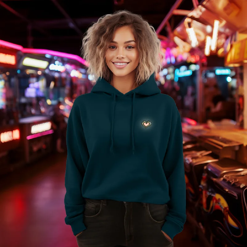Dalix Heart Cropped Hoodie (Glow in the Dark) Hoodie with Bell Sleeves Flared Feminine