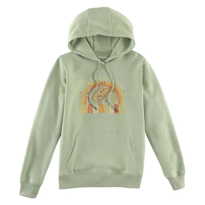 Wrangler Women's Green Long Live Cowgirls Hoodie Hoodie with Reflective Safety Nightwear