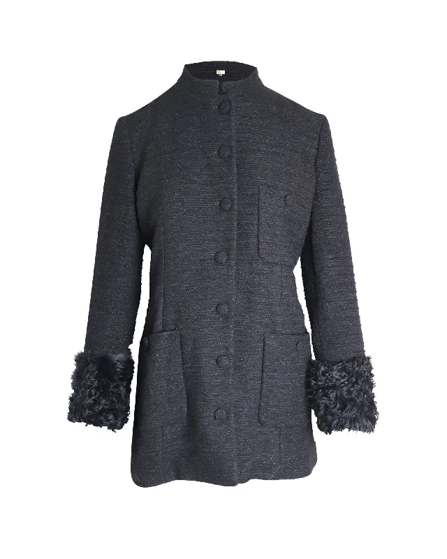 Gucci Tweed Jacket in Black Wool Anorak Shell Jacket Lightweight Jacket