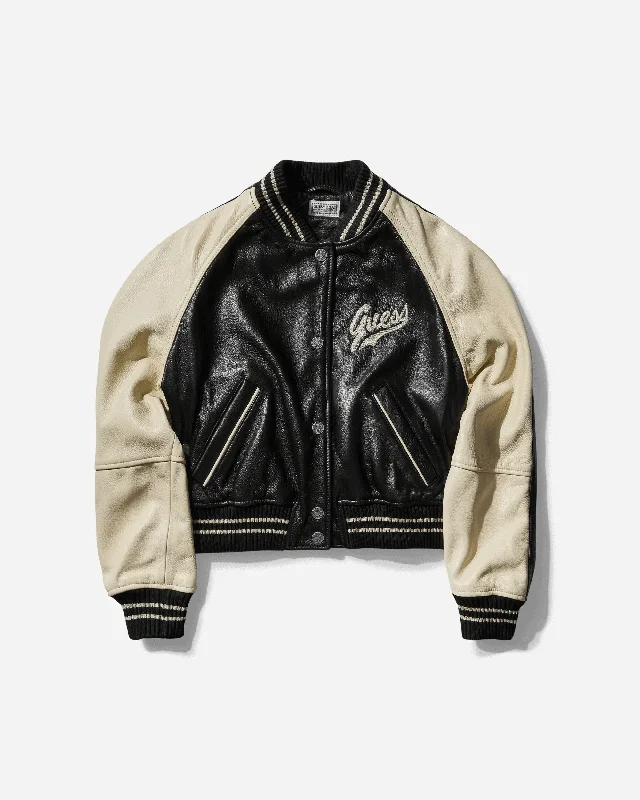 Women's Leather Varsity Jacket Jet Black Plaid Jacket Tartan Jacket Houndstooth Jacket Women's Leather Varsity Jacket Jet Black Plaid Jacket Tartan Jacket Houndstooth Jacket