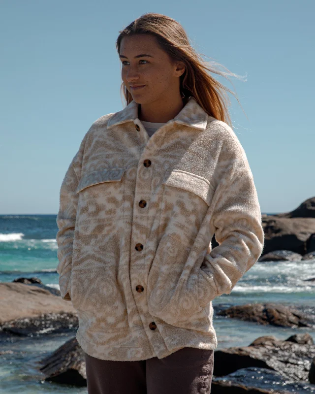 Happy Camper Shacket Button Sweater - Wet Sand Oversized Loose Flowy