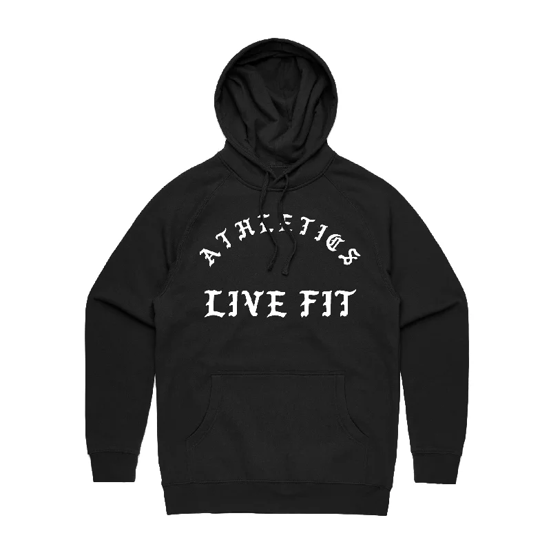 Iron Athletics Hoodie - Black Hoodie with Hem Patch Decorative Personalized