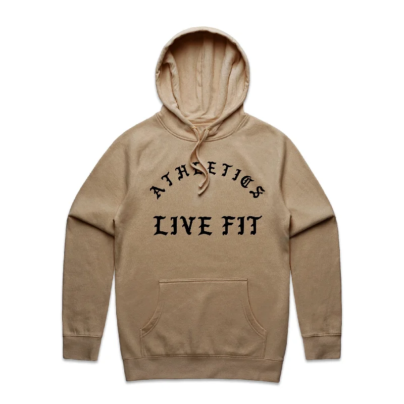 Iron Athletics Hoodie - Khaki Hoodie with Hem Raw Edge Edgy Unfinished