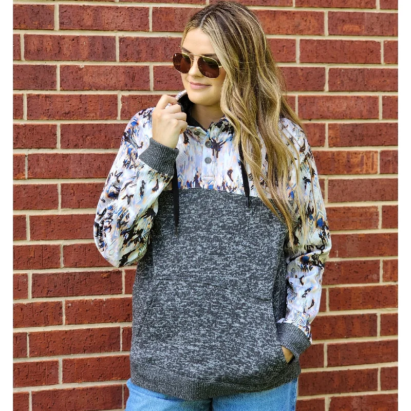 Hooey Women's Jimmy Aztec Hoodie Hoodie with Exposed Zipper Edgy Industrial