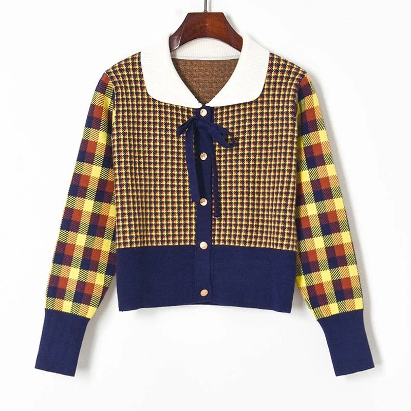 Korean Fashion Streetwear 2022 Autumn Winter Vintage Elegant Bow Knitted Sweater Women Long Sleeve Tops Knit Pull Femme Print Jacquard Patchwork Korean Fashion Streetwear 2022 Autumn Winter Vintage Elegant Bow Knitted Sweater Women Long Sleeve Tops Knit Pull Femme Print Jacquard Patchwork