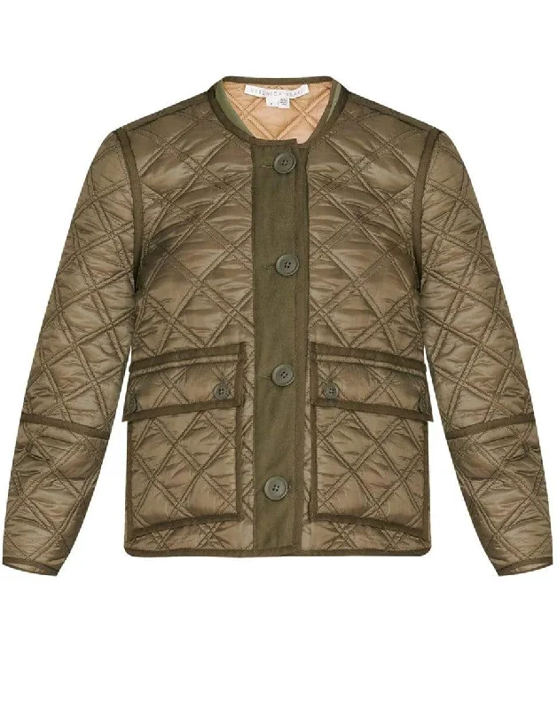 Marika Reversible Quilted Jacket Hooded Jacket Caped Jacket Shawl Collar Jacket