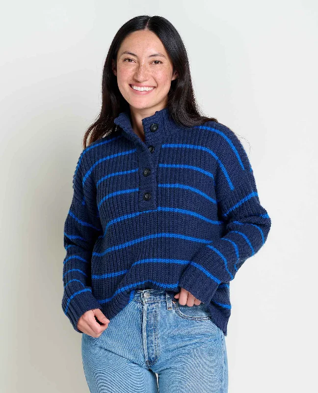 Moss Point Henley Sweater Solid Color Striped Floral Print
