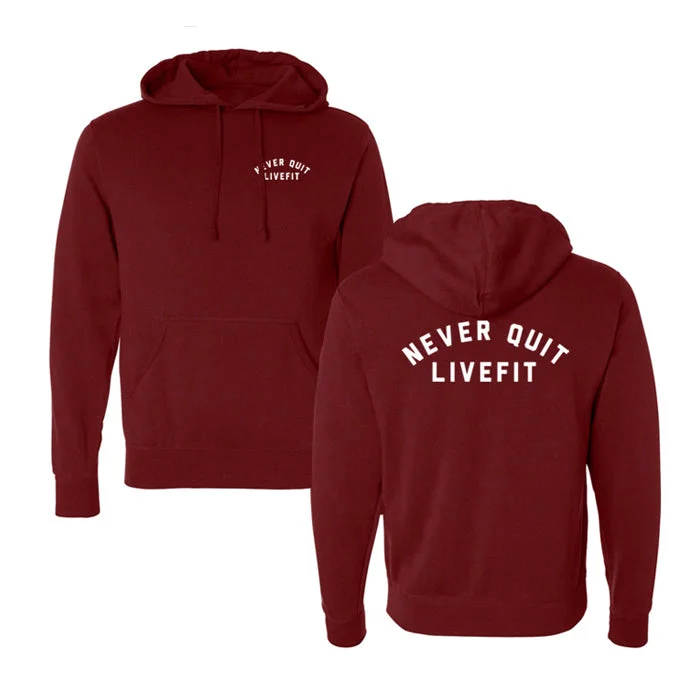 Never Quit Hoodie- Cardinal Hoodie with Crew Neck Simple Timeless