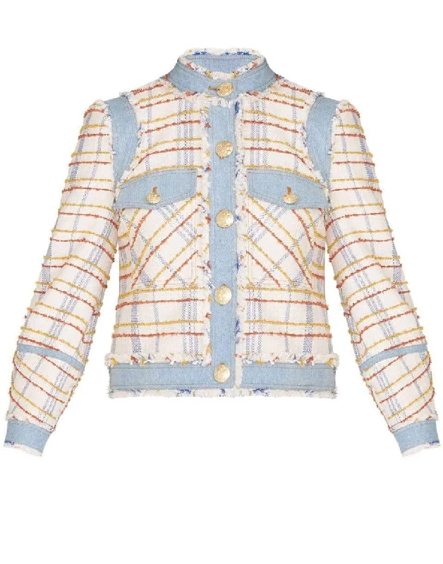 Nilaja Plaid Jacket Knit Fabric Woven Fabric Fleece Fabric
