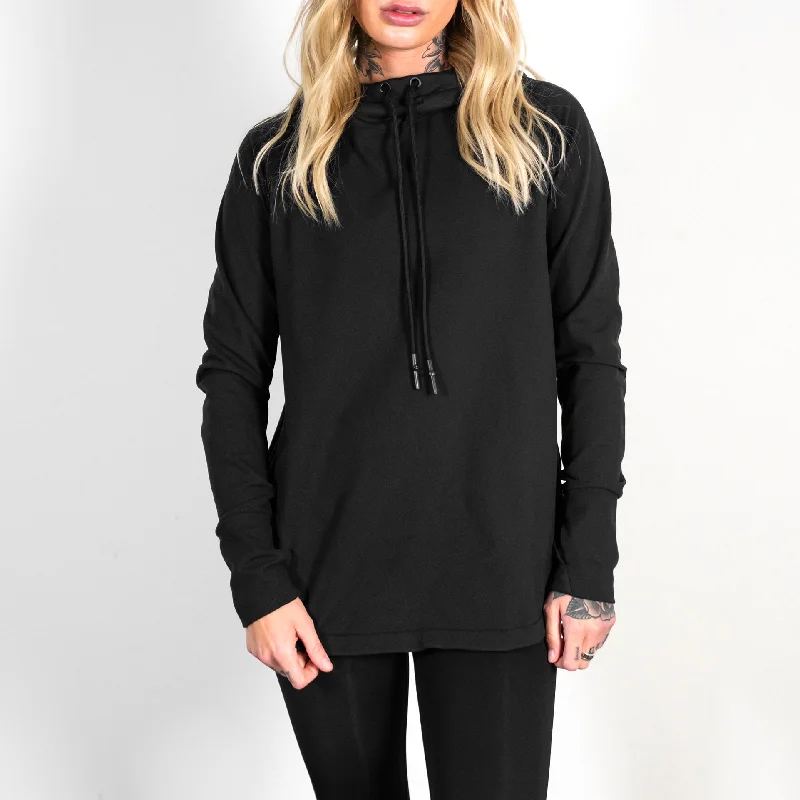 Lunar Hoodie - Black Hoodie with Lace Feminine Delicate