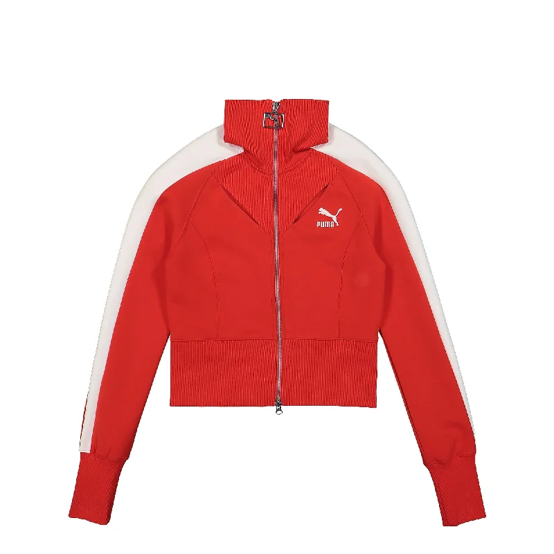 Wmns Luxe Sport T7 Track Jacket Denim Fabric Leather Fabric Suede Fabric