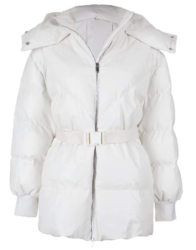 Pure White Kayla Quilted Puffer Jacket Wool Jacket Cashmere Jacket Tweed Jacket