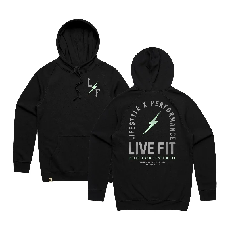 RT Bolt Hoodie - Black / Teal Hoodie with Pastel Soft Subtle