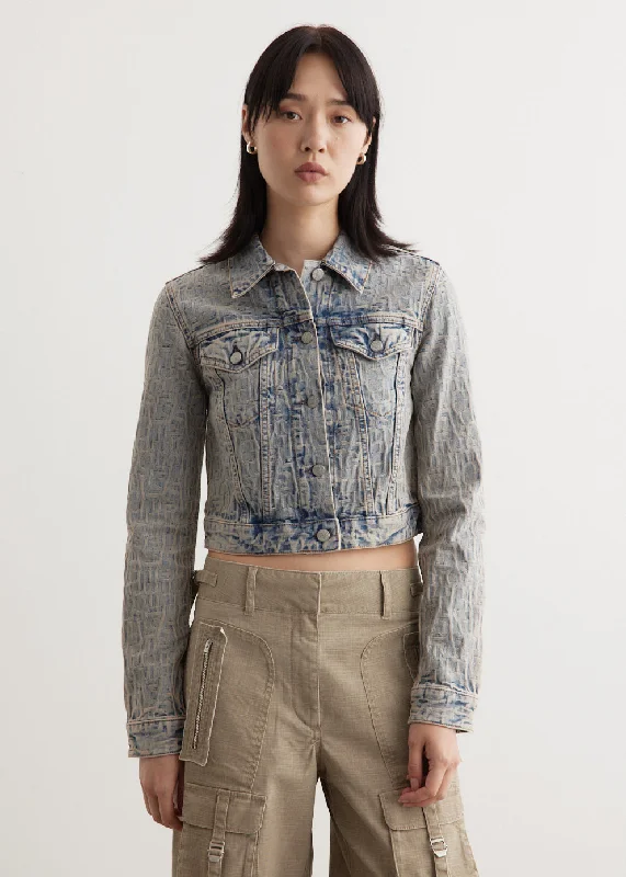 Rose Monogram Denim Jacket Hoodie Zip-Up Jacket Button-Up Jacket