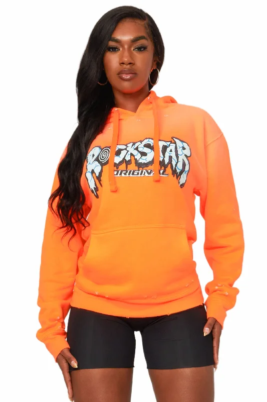 Robot Orange Oversized Hoodie Hoodie Dress Longline Feminine