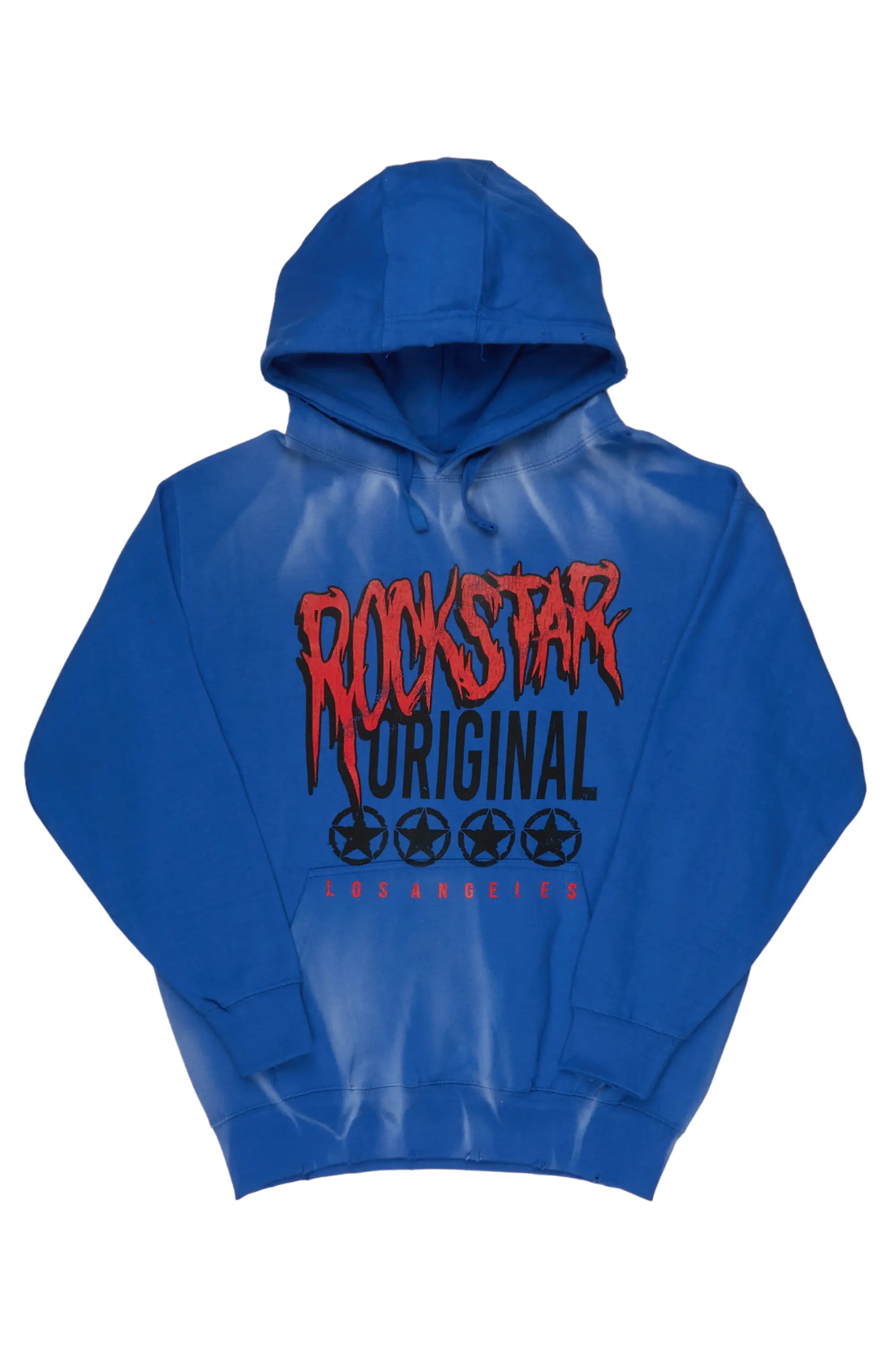 Diandra Royal Blue Oversized Hoodie Hoodie with Snap Buttons Easy Quick