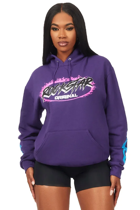 Aviana Purple Oversized Hoodie Hoodie with Emblem Brand Identity