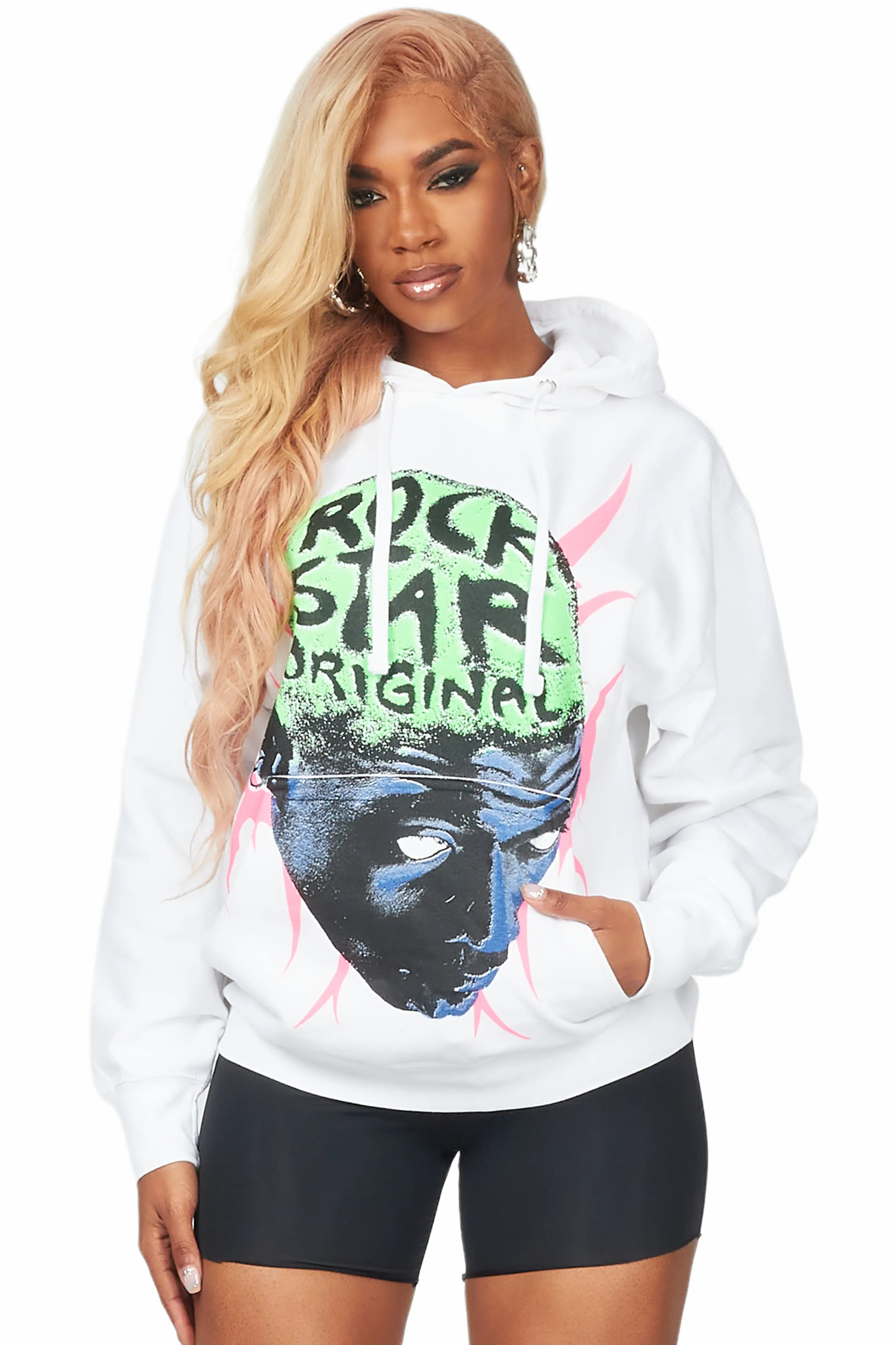 Pamela White Oversized Hoodie Hoodie with Set-In Sleeves Structured Classic