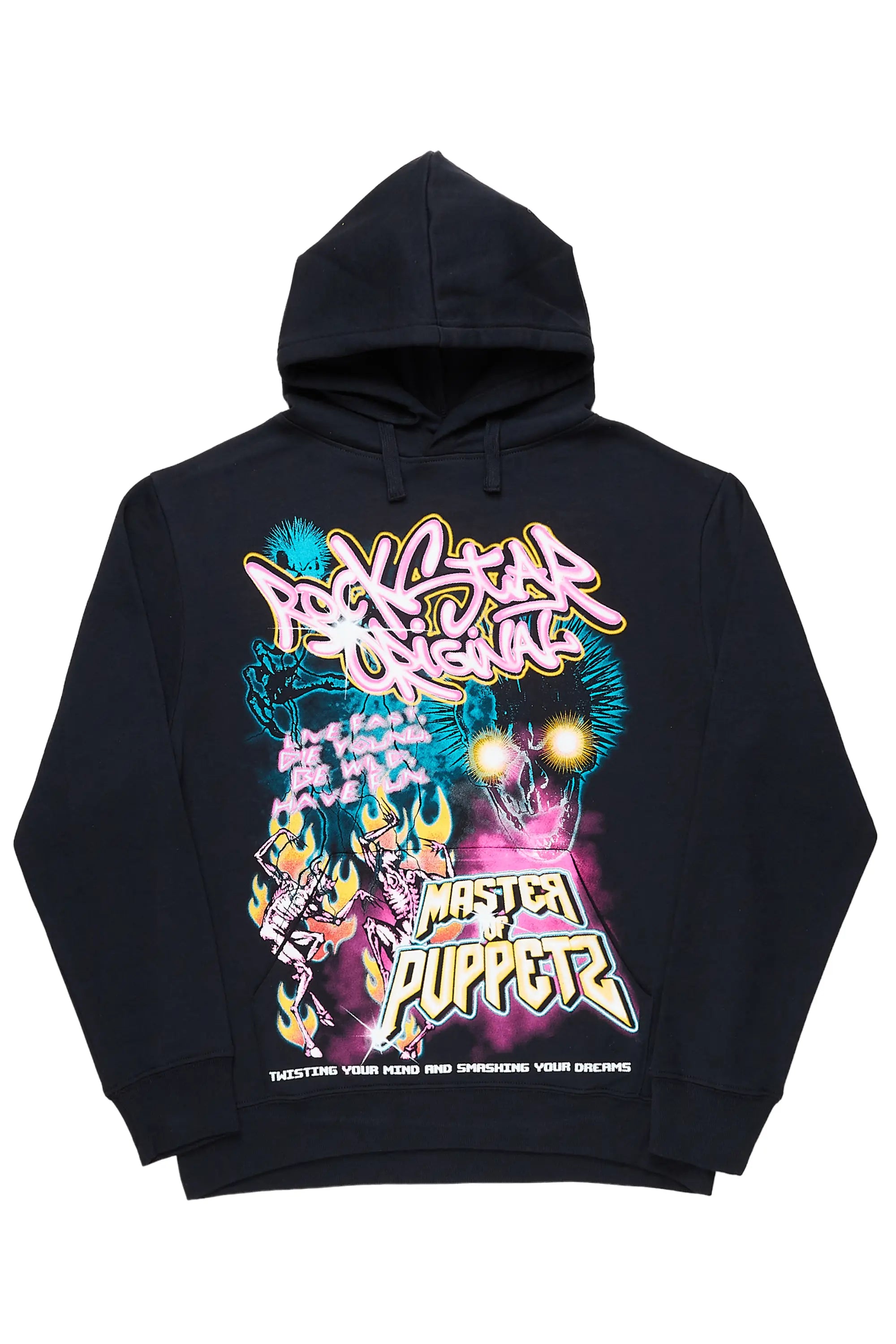 Puppet Black Oversized Hoodie Hoodie with Reflective Safety Nightwear