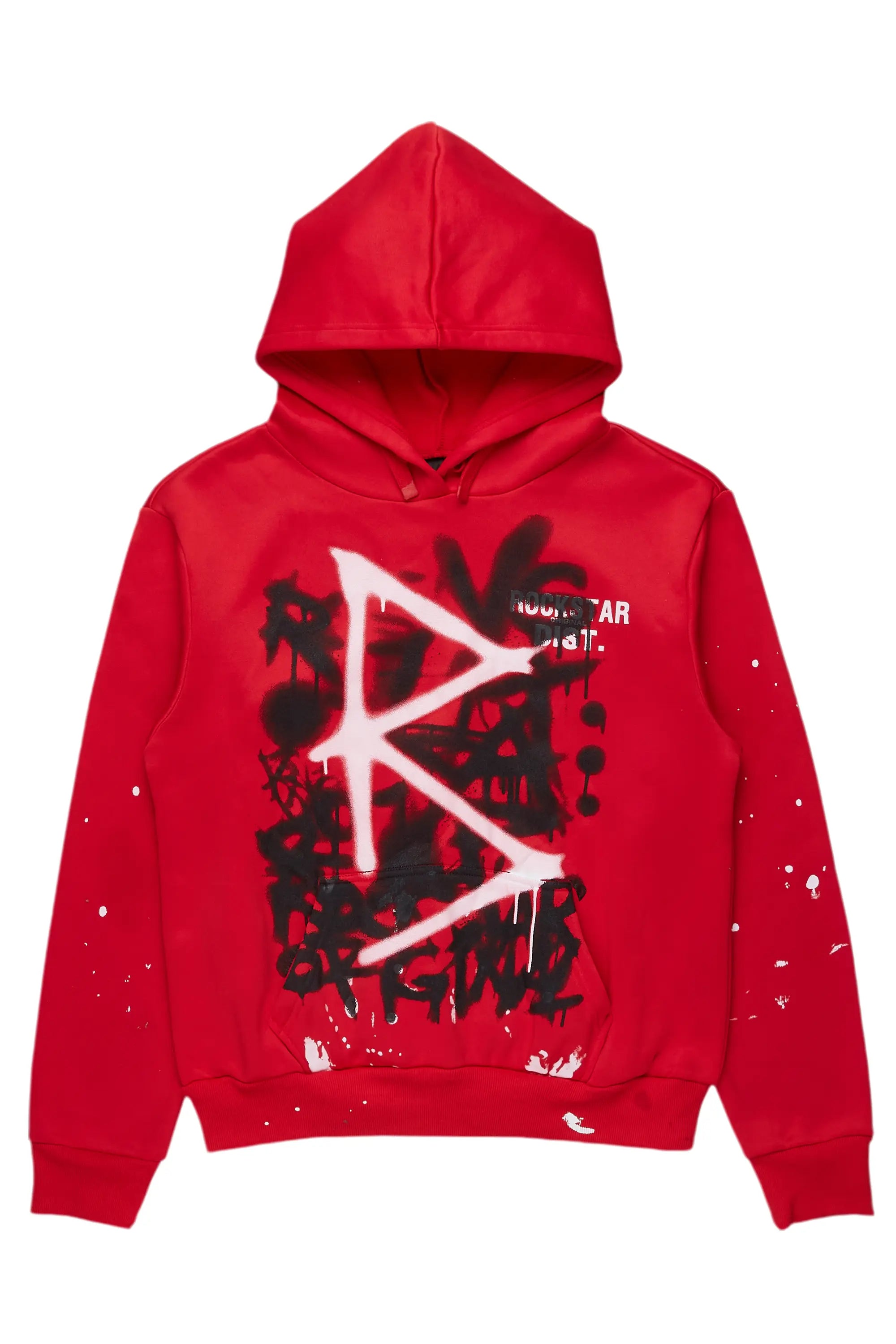 Nahomy Red Oversized Hoodie Hoodie with Hem Patch Decorative Personalized
