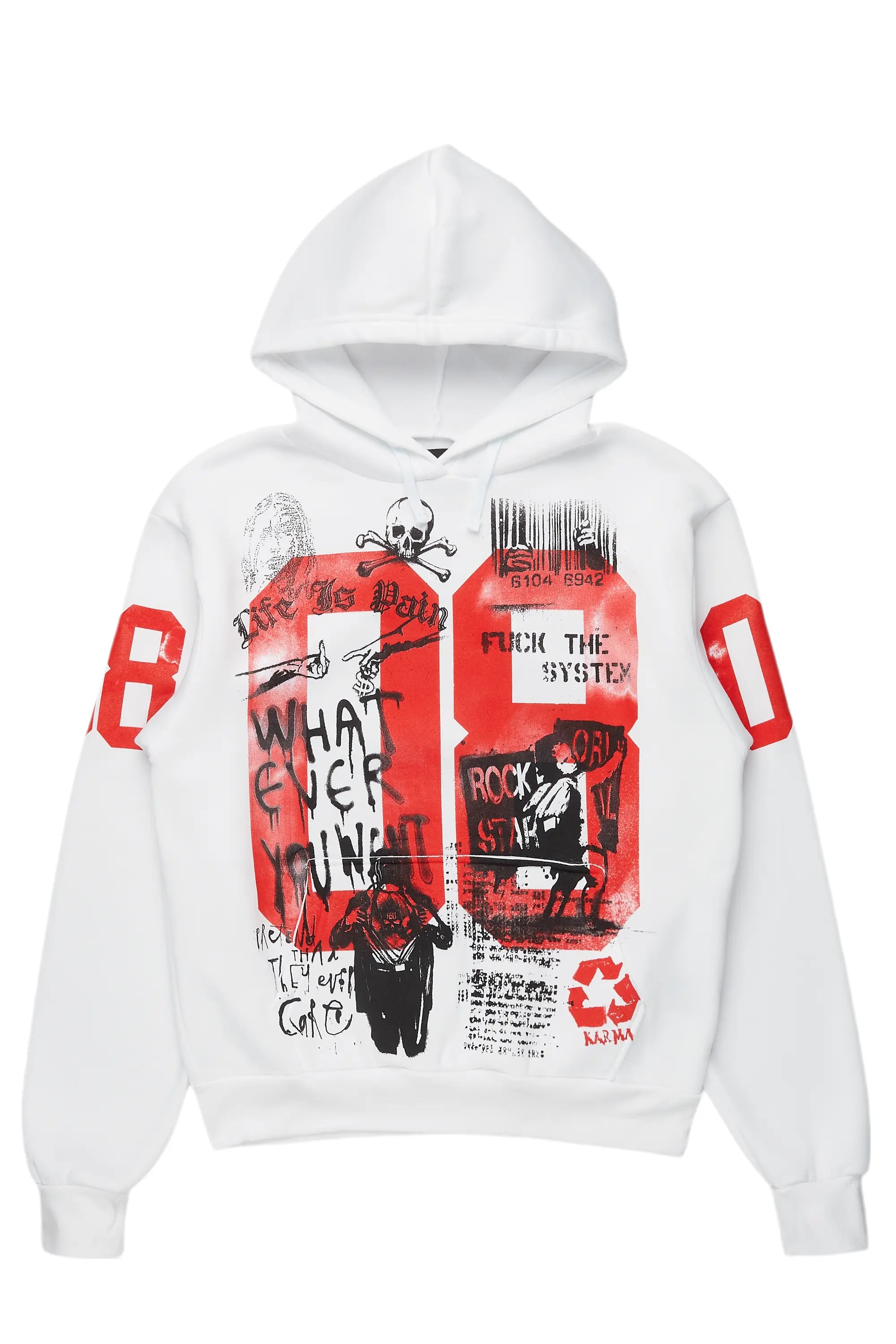 Kamille White Oversized Hoodie Hoodie with Front Slit Layering Stylish