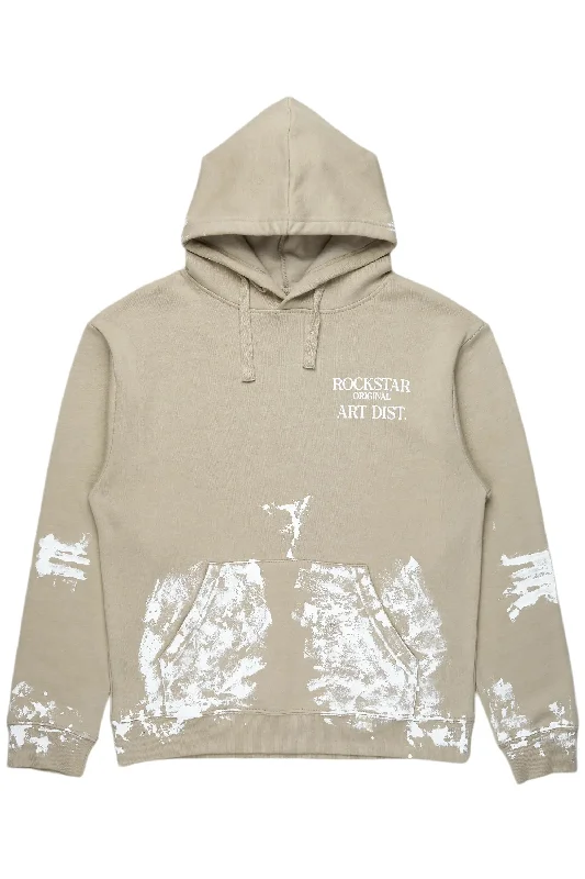 Filipa Oatmeal Oversized Hoodie Hoodie with Side Slits Relaxed Casual