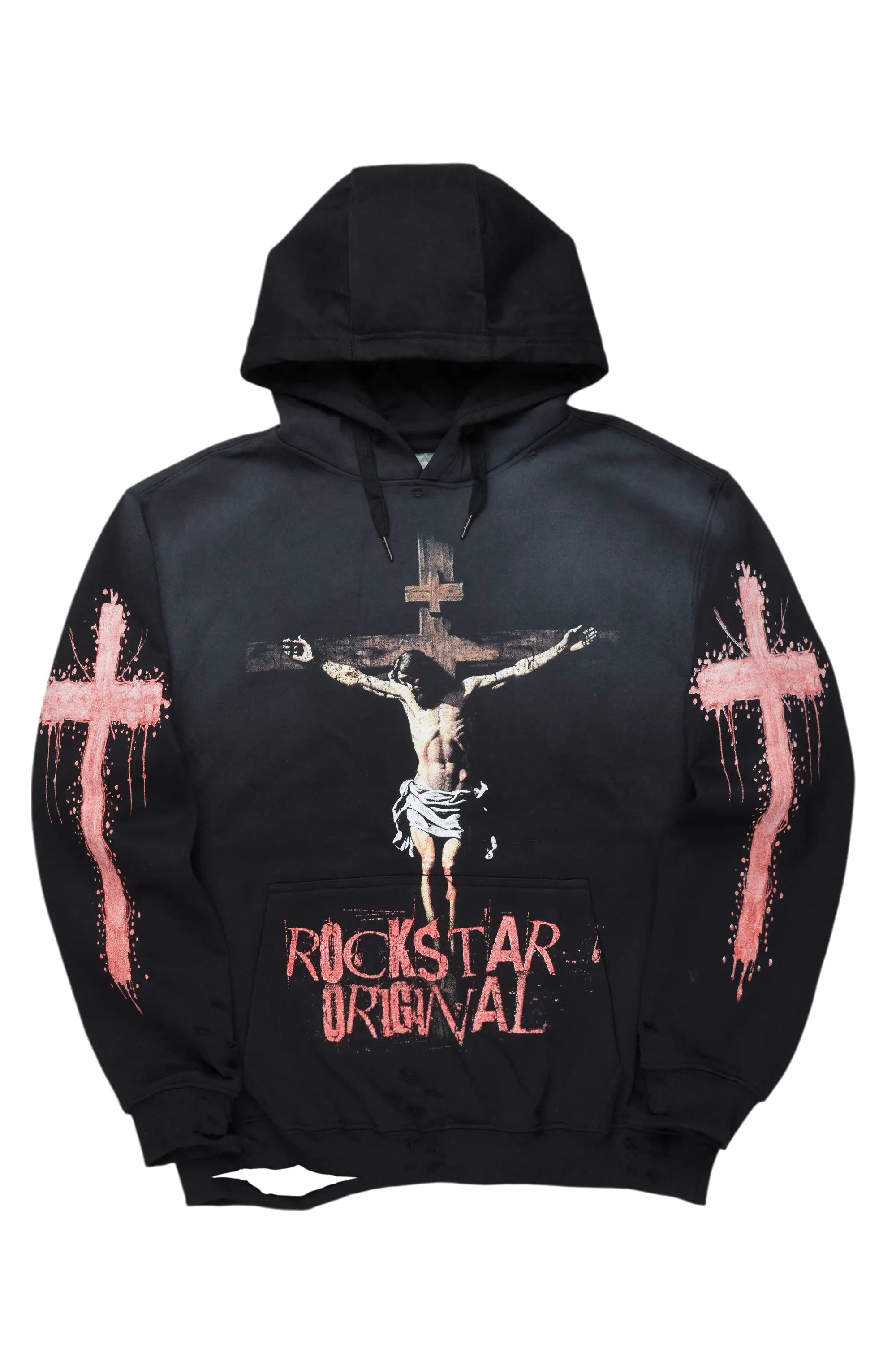 Triniti Black Oversized Hoodie Hoodie with Elastic Cuffs Stretchable Comfortable
