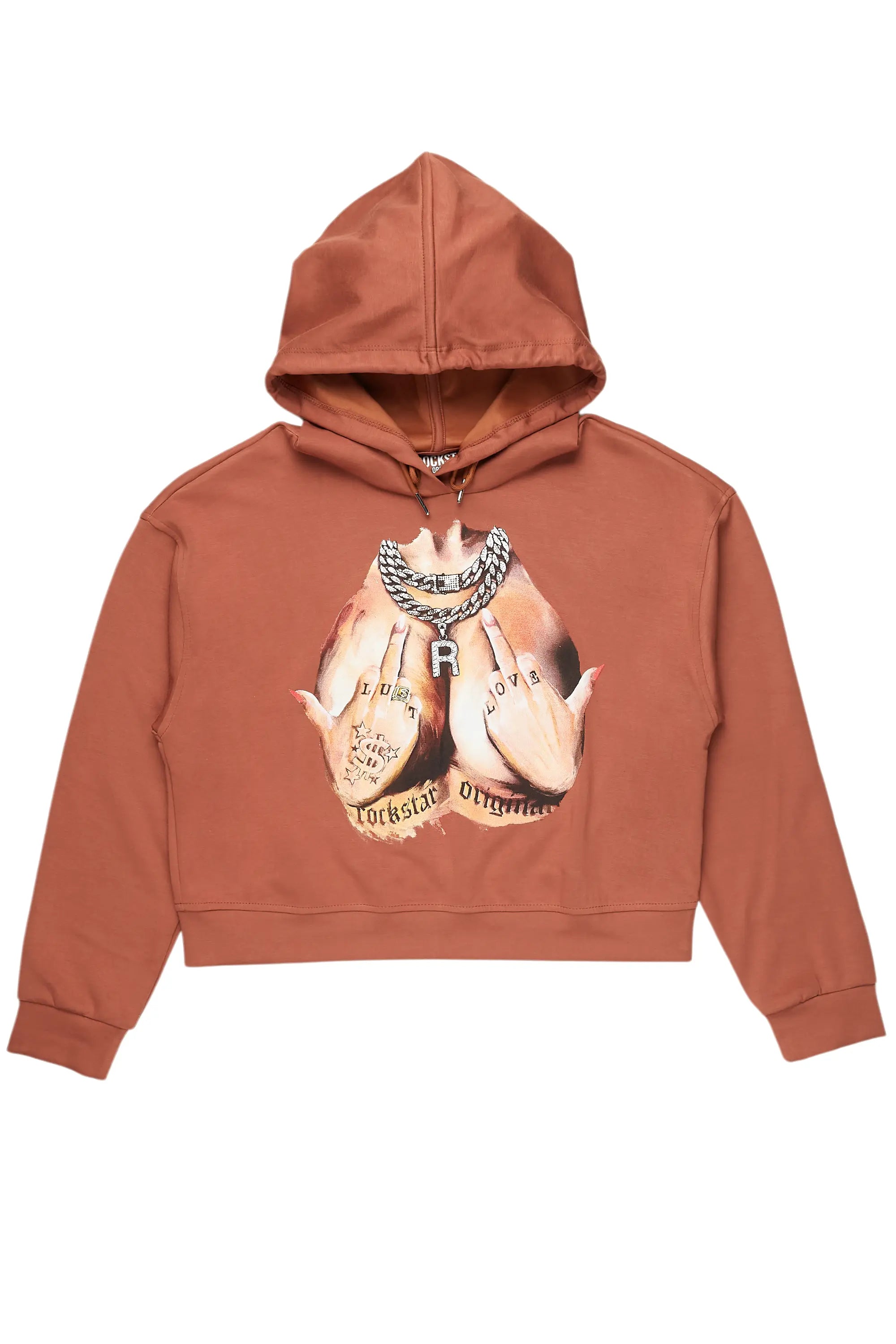 Deana Brown Crop Hoodie Hoodie with Monochrome Minimalist Simple