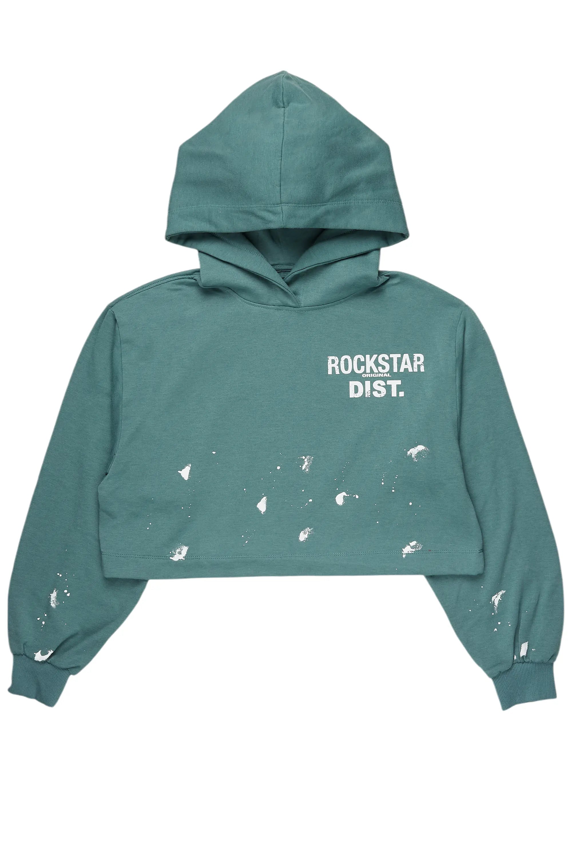 Jaleisha Sage Crop Hoodie Hoodie with Fur Luxurious Winter