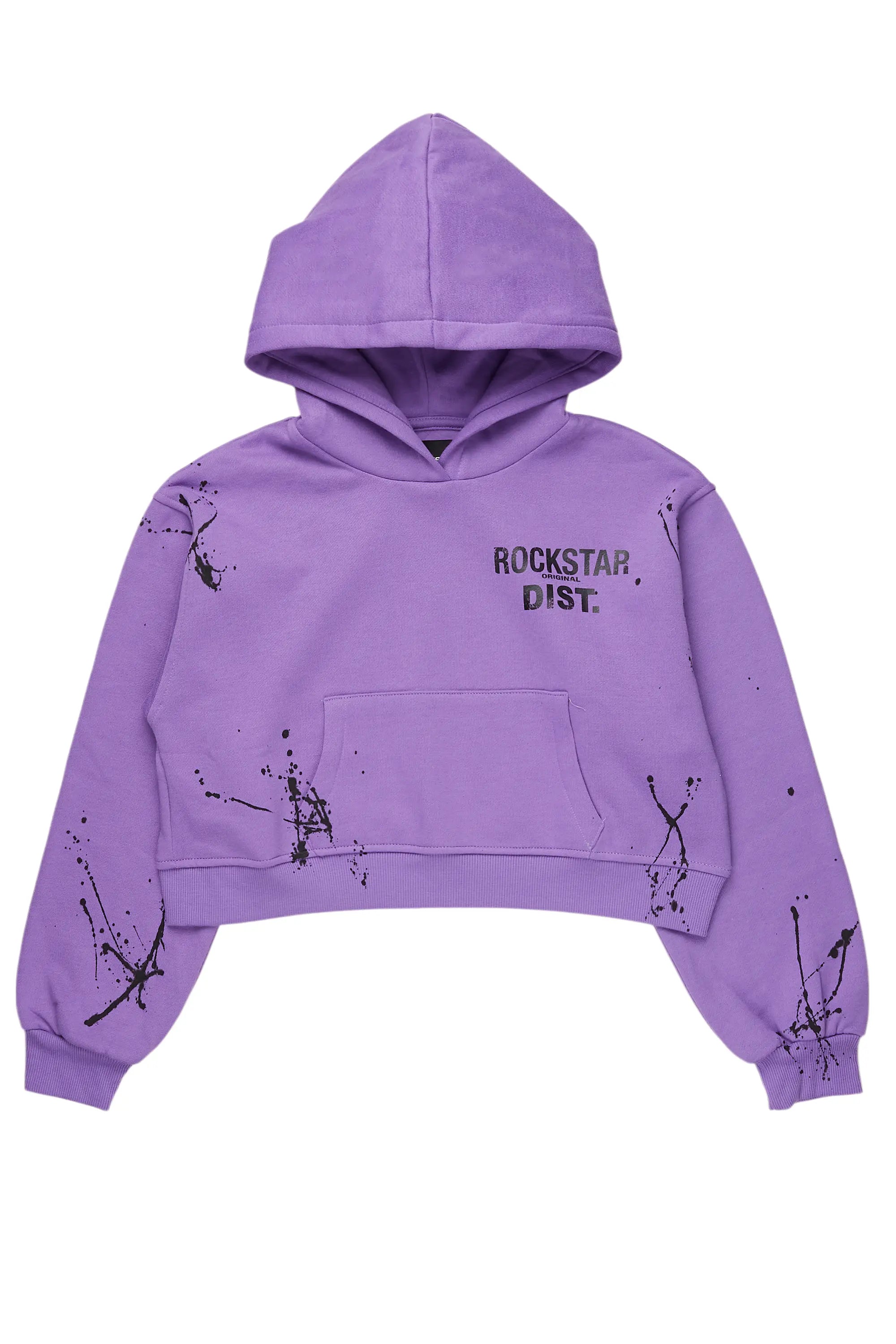 Jamica Purple Crop Hoodie Hoodie with Sequins Glamorous Eye-catching