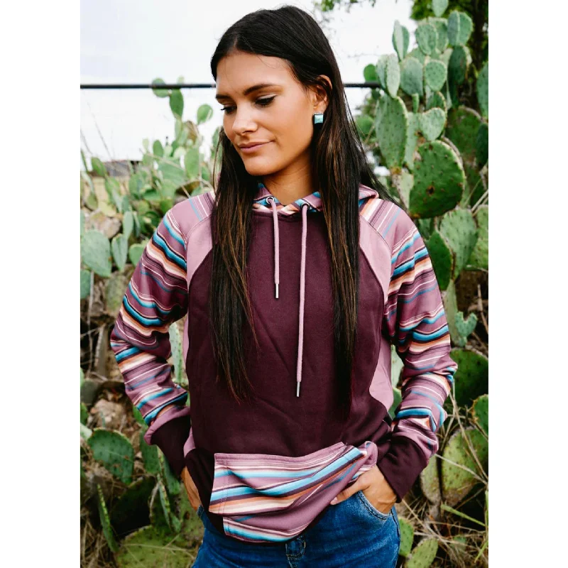 Hooey Women's Maroon Hoodie Hoodie with Drawstring Waist Adjustable Fitted