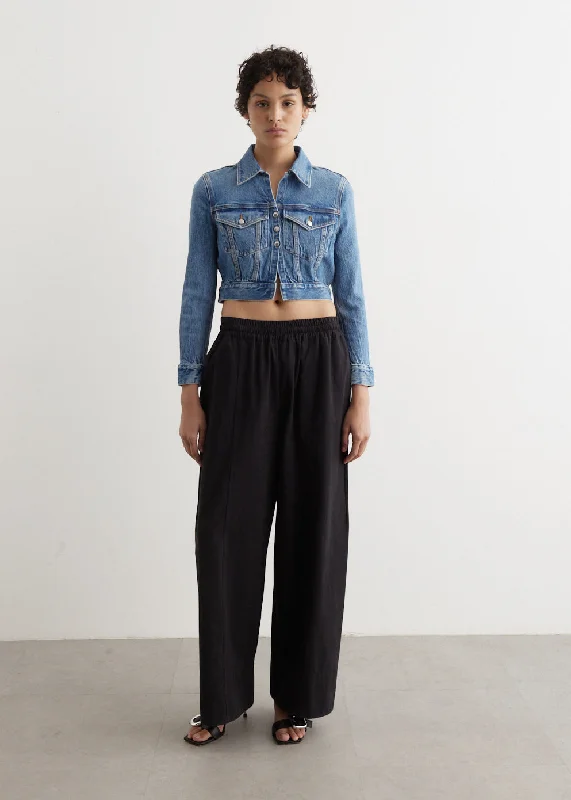 Shrunken Cardi Trucker Jacket Front Pockets Side Pockets Patch Pockets