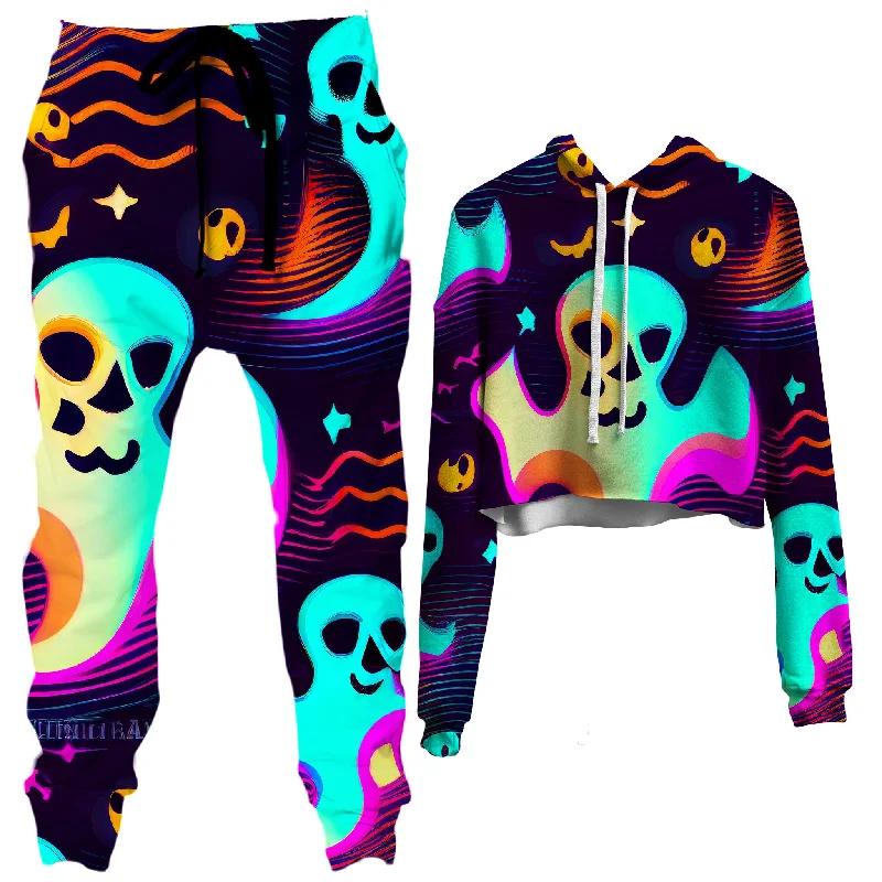 Spooky Season Crop Hoodie and Joggers Combo Oversized Hoodie Comfort Casual
