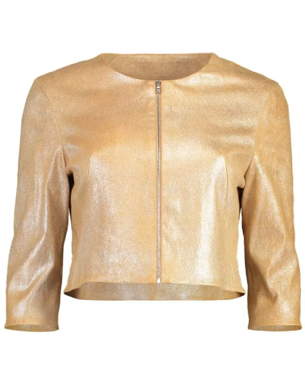 Stretch Leather Cardigan Jacket - Suede Zippered Front Buttoned Front Snap Front