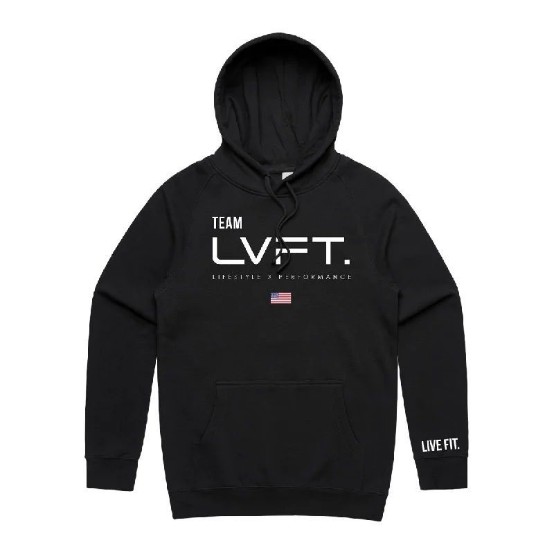 Team LVFT Hoodie - Black Hoodie with Drawstring Waist Adjustable Fitted