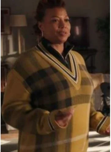 The Equalizer Robin McCall V Neck Tartan Sweater Elegant Classic Vintage
