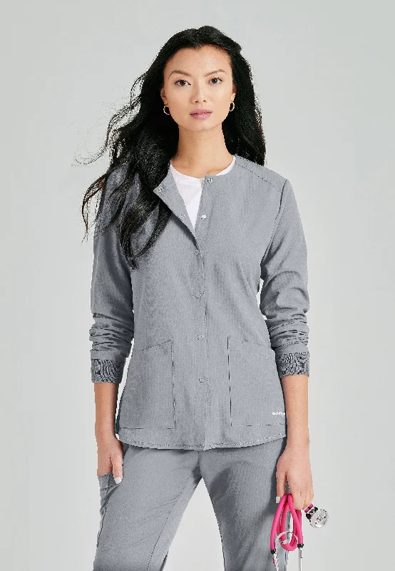 Stabilty 2-Pocket Crewneck Snap-Front Scrub Jacket Striped Jacket Polka Dot Jacket Floral Jacket