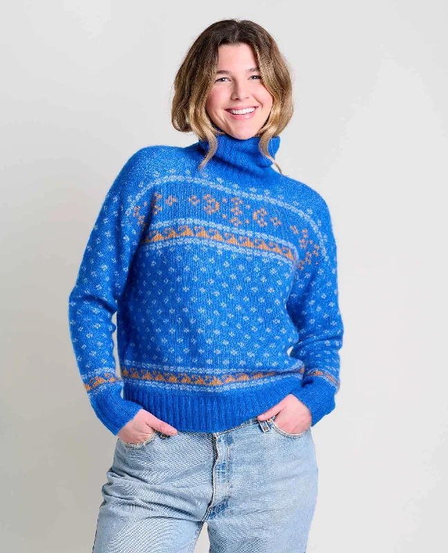Toddy T-Neck Sweater Cable Knit Ribbed Knit Lace Knit