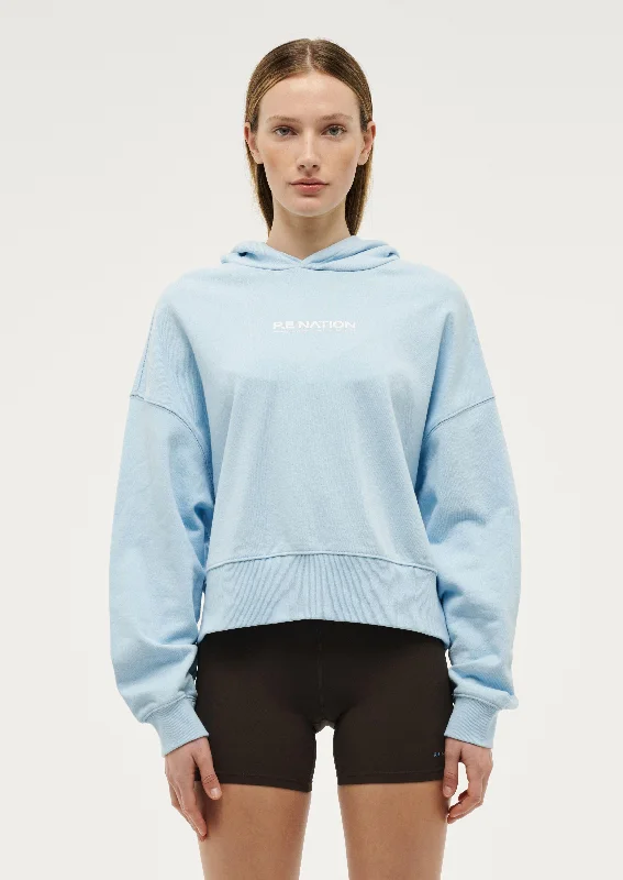 TRANSITION HOODIE IN SKY BLUE Hoodie with Distressed Vintage Worn