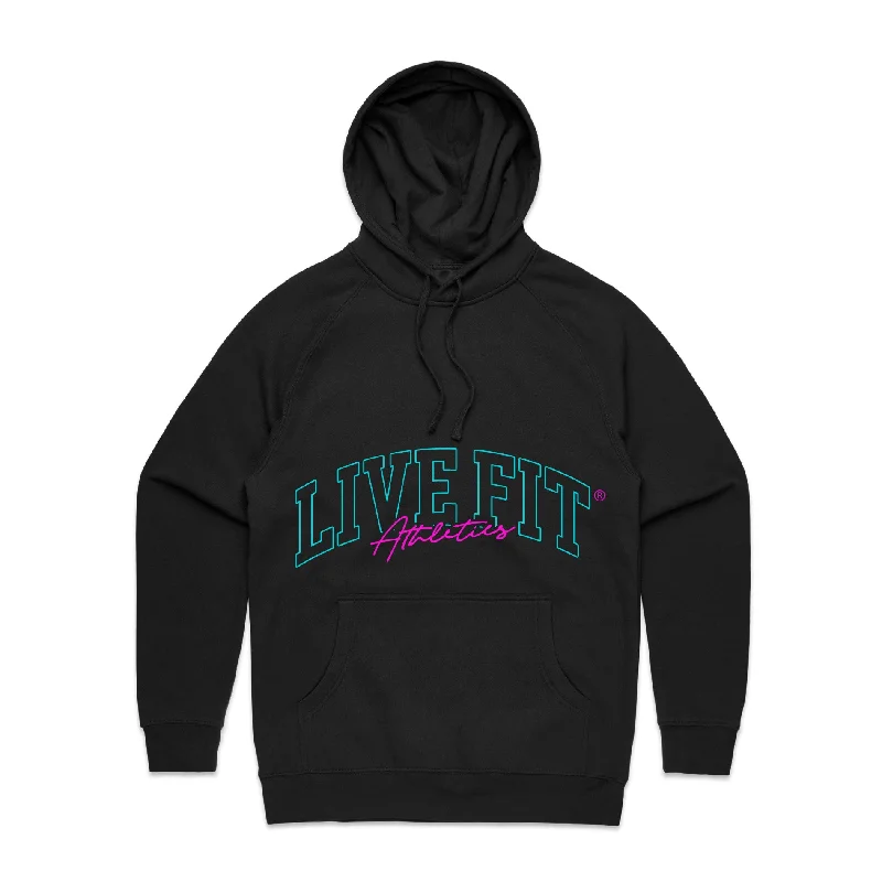 Viper City Hoodie - Black Hoodie with Hem Applique Textured Unique