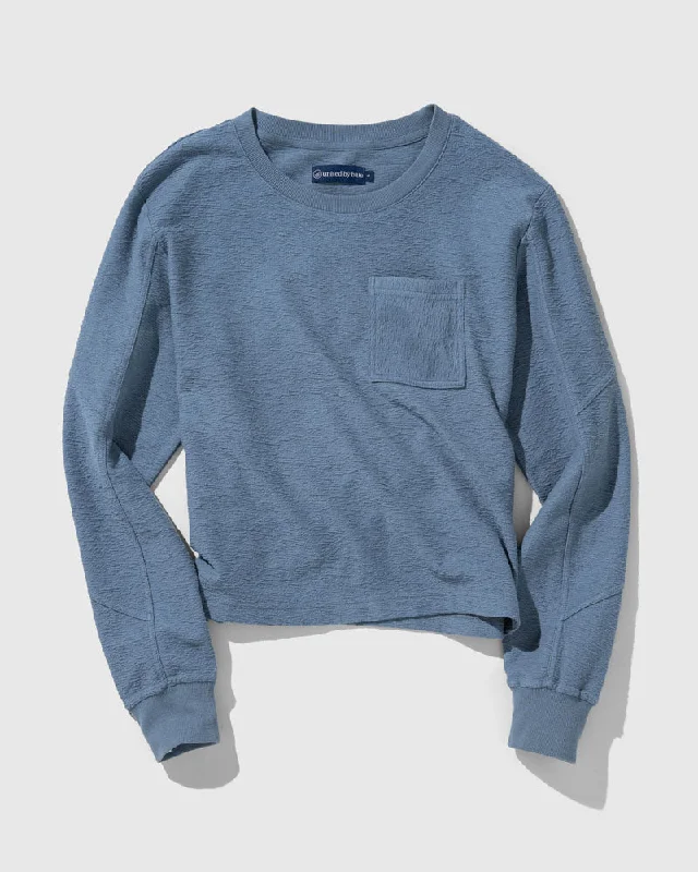 EcoKnit™ Seamed Sweatshirt Hoodie with Frayed Bohemian Relaxed