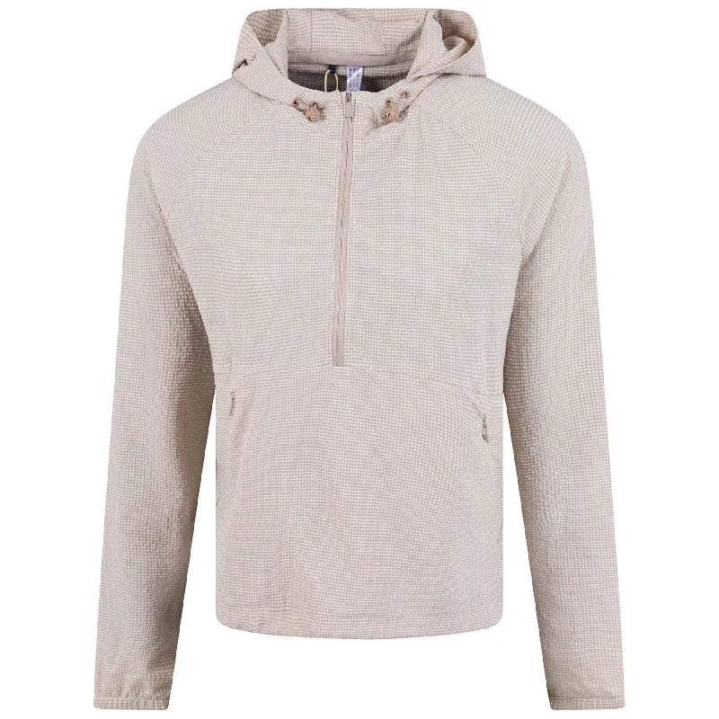 Womens Searsucker Quarter Zip Hoodie Wonder Taupe - SS23 Hooded Sweatshirt Casual Wear Street Style Womens Searsucker Quarter Zip Hoodie Wonder Taupe - SS23 Hooded Sweatshirt Casual Wear Street Style