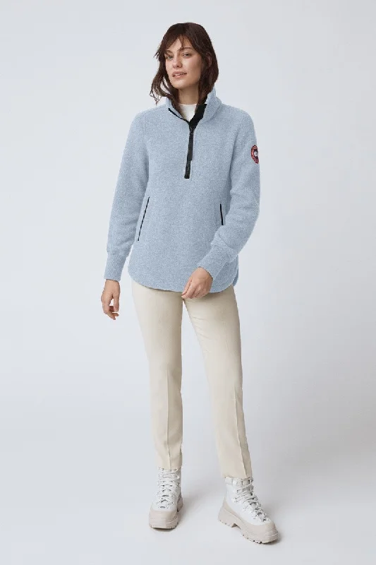 Womens Severn ½ Zip Sweater - Dawn Blue Notch Collar Peter Pan Collar Cowl Neck