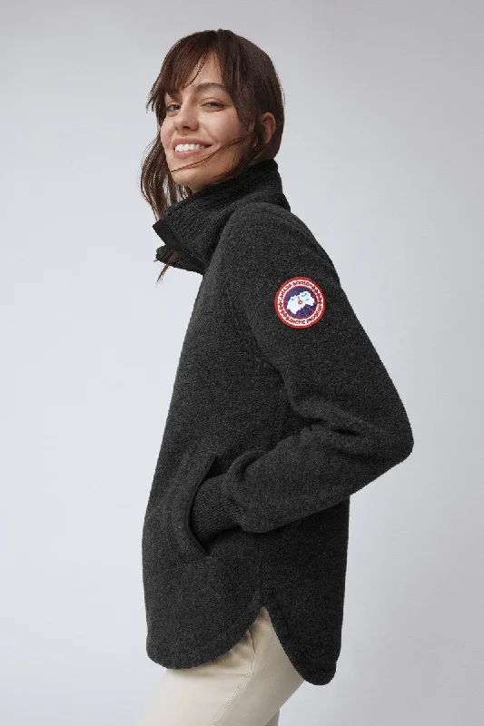 Womens Severn ½ Zip Sweater - Black Hooded Caped Shawl Collar