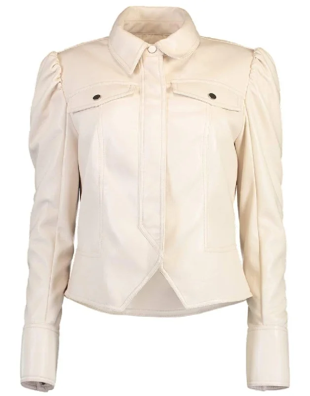 Wyatt Vegan Leather Zip Jacket Front Pockets Side Pockets Patch Pockets