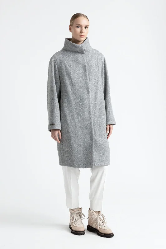 Wool and lurex coat with high collar Pastel Wool Peacoat