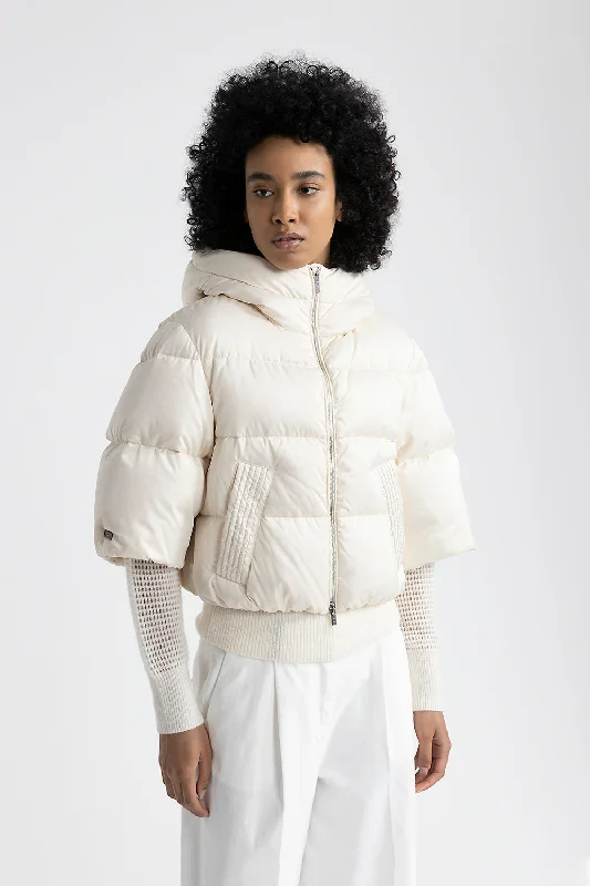 Cropped padded coat Soft Flannel Shacket